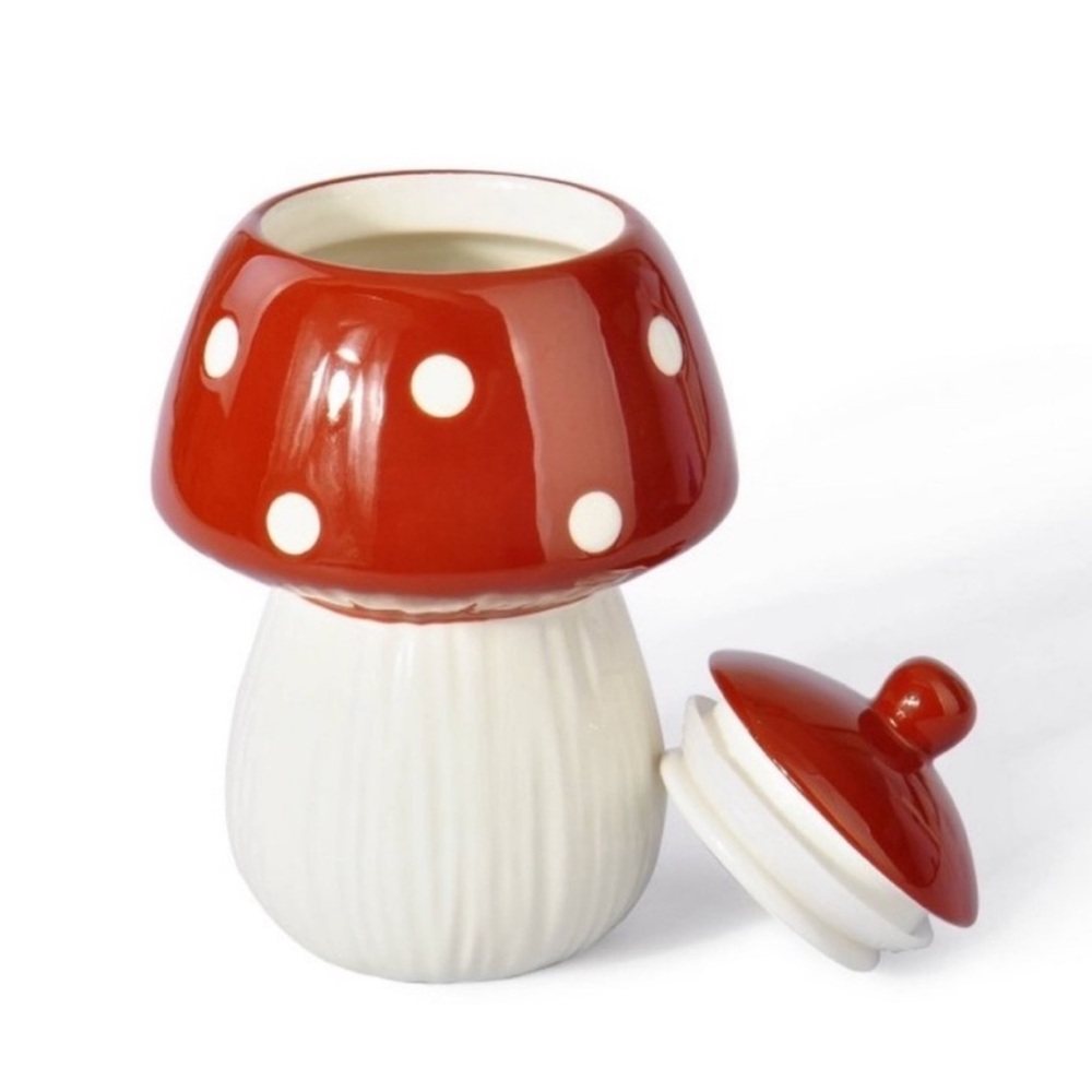 TARGET NWT ceramic mushroom canister -reddish/brown -7.25x4.6”